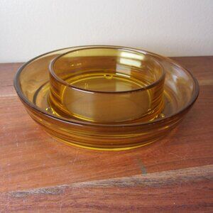 Sergio Asti Salviati Murano amber art glass dish UFO (W6197)